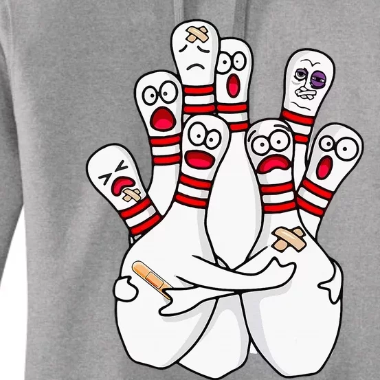 Cartoon Bowling Scared Bowling Pins Women's Pullover Hoodie