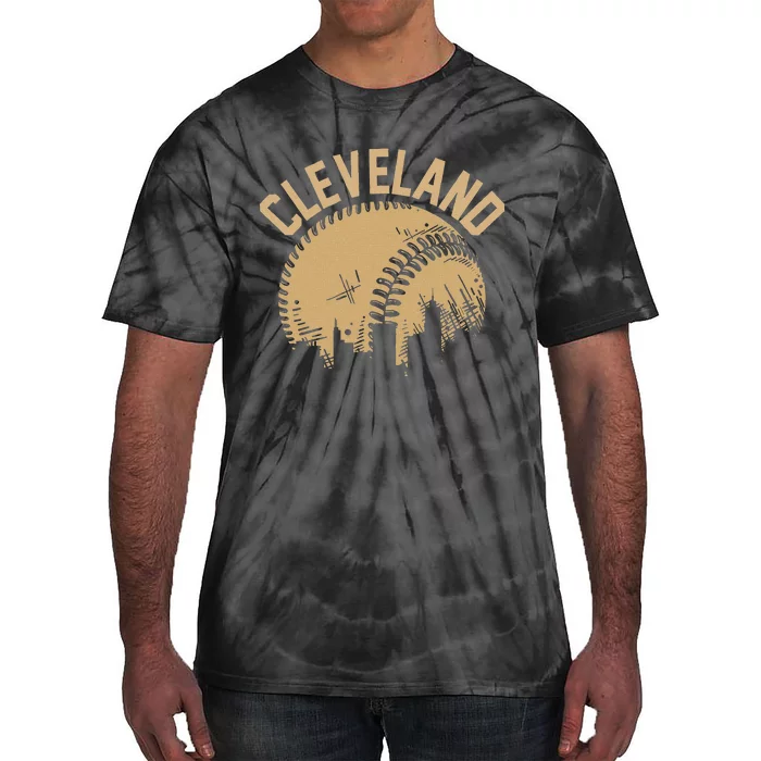 Cleveland Baseball Skyline Ohio Player Coach Fan Tie-Dye T-Shirt