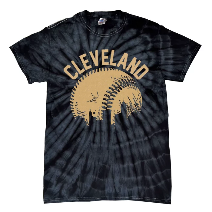 Cleveland Baseball Skyline Ohio Player Coach Fan Tie-Dye T-Shirt