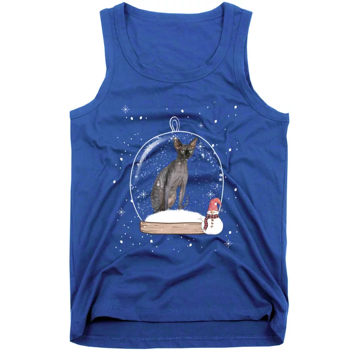 Christmas Black Sphynx Cat Snow Globe Funny Gift Xmas Tank Top