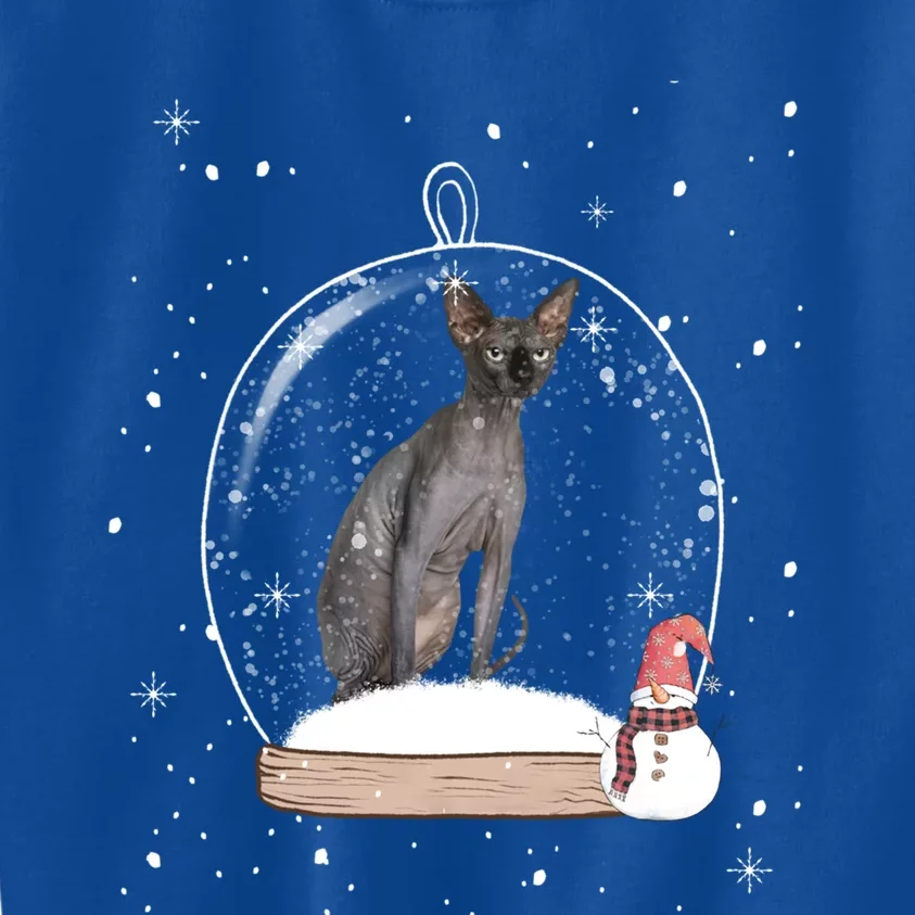 Christmas Black Sphynx Cat Snow Globe Funny Gift Xmas Kids Sweatshirt