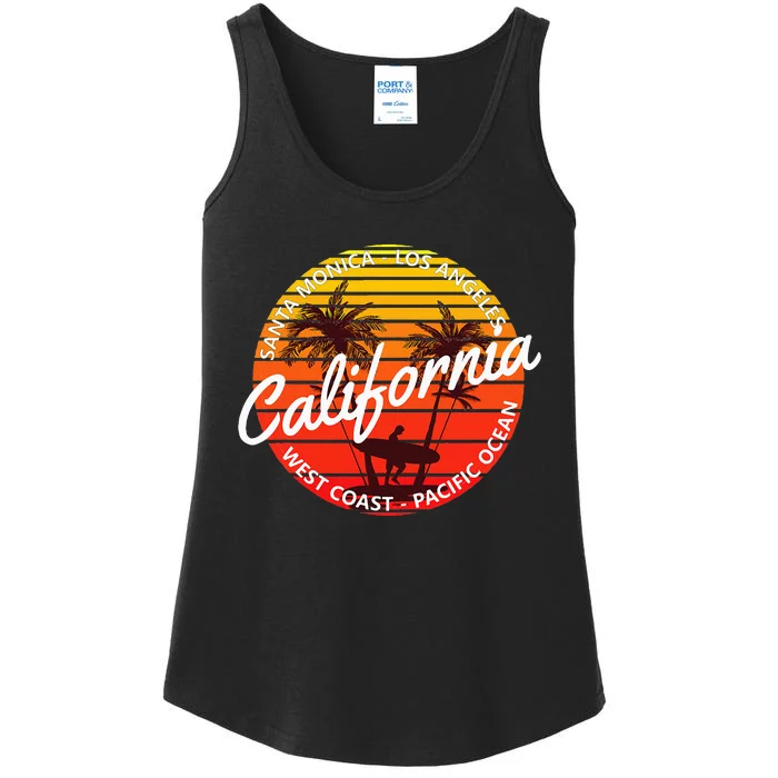 California Beach Surf Vintage Van Ladies Essential Tank