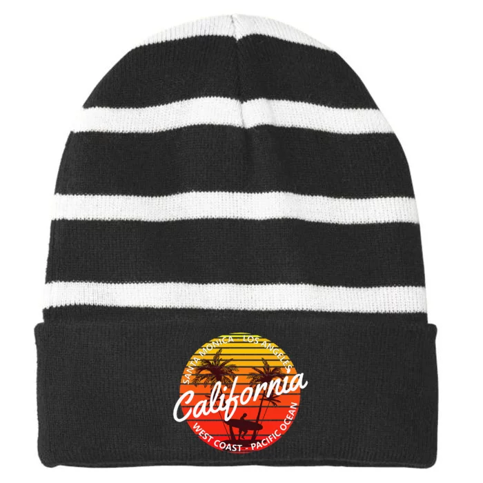 California Beach Surf Vintage Van Striped Beanie with Solid Band