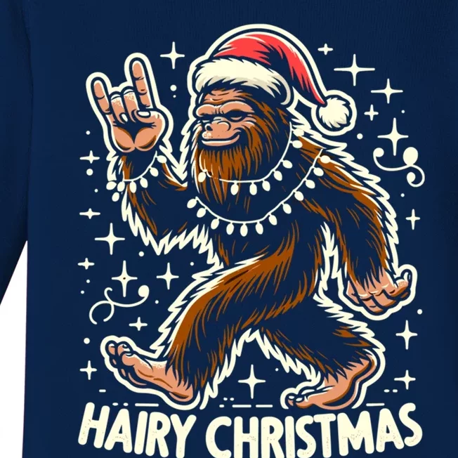 Cool Bigfoot Santa Sasquatch Pajamas Hairy Christmas Yeti Gift Baby Long Sleeve Bodysuit