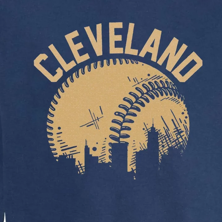 Cleveland Baseball Skyline Ohio Player Coach Fan Garment-Dyed Sweatshirt