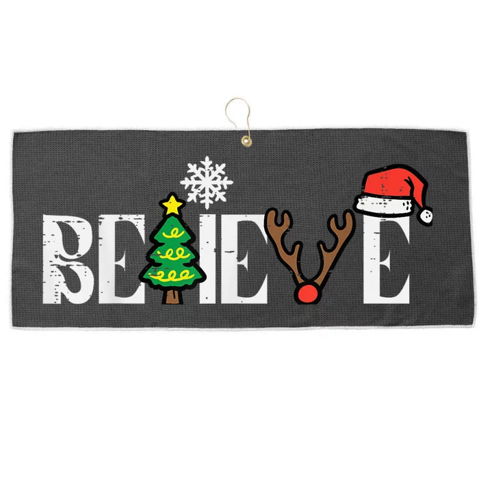 Christmas Believe Santa Xmas Boy Girls Kid Kid  Wo Large Microfiber Waffle Golf Towel