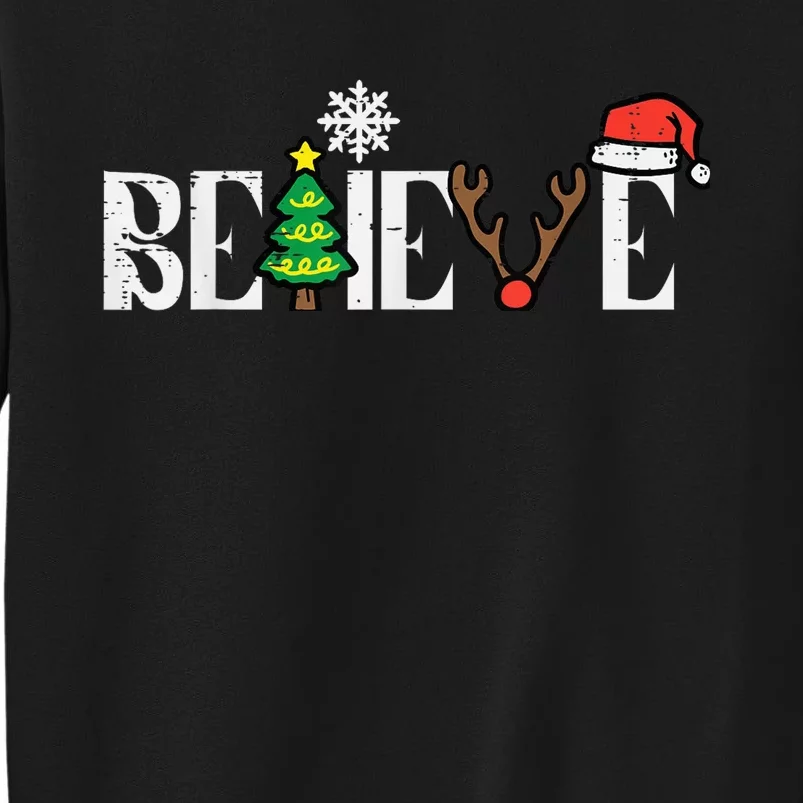 Christmas Believe Santa Xmas Boy Girls Kid Kid  Wo Tall Sweatshirt