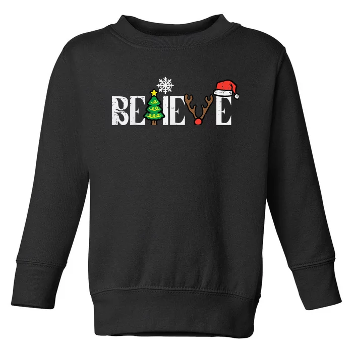 Christmas Believe Santa Xmas Boy Girls Kid Kid  Wo Toddler Sweatshirt