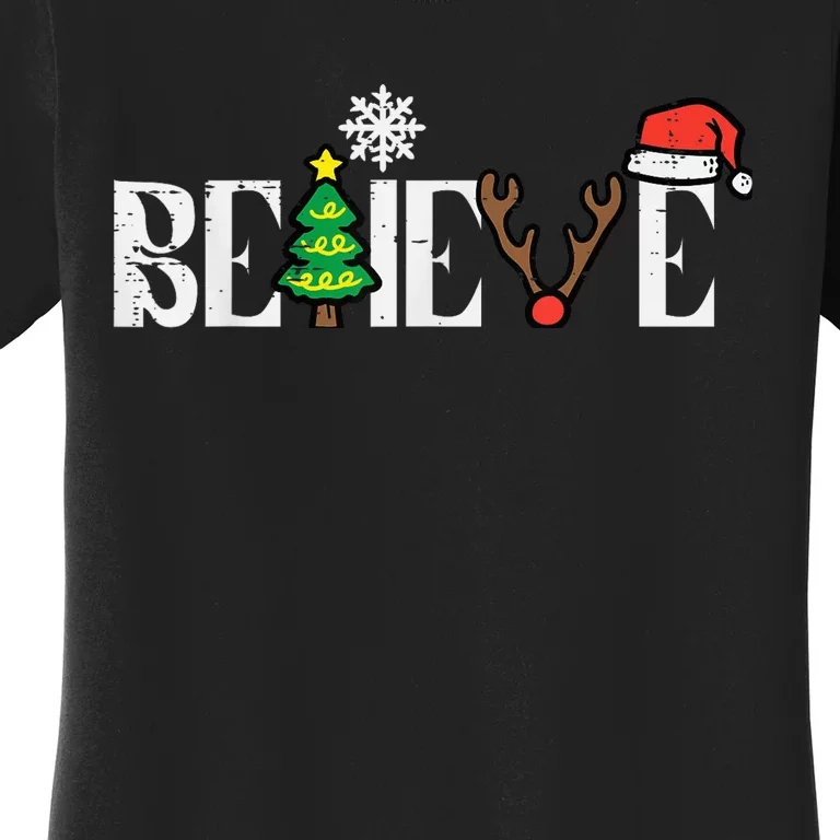 Christmas Believe Santa Xmas Boy Girls Kid Kid  Wo Women's T-Shirt