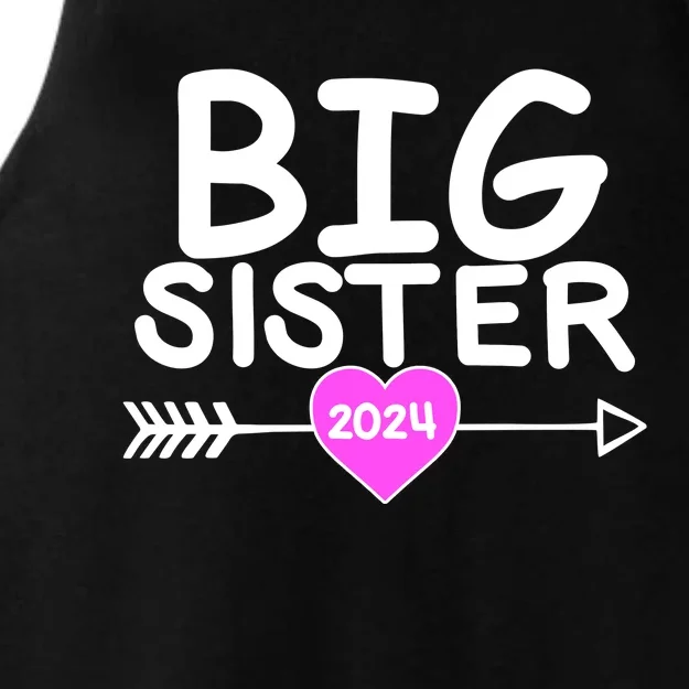 Cute Big Sister 2024 Heart Arrow Ladies Tri-Blend Wicking Tank