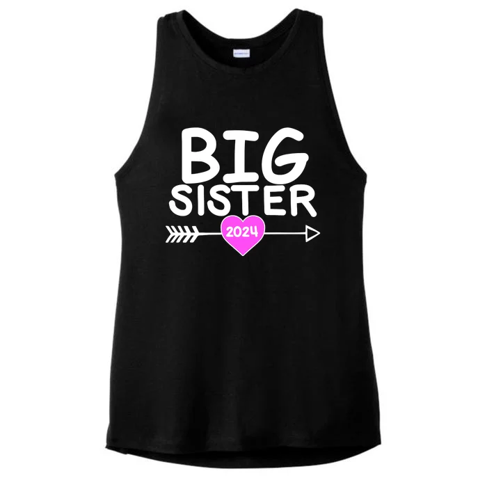 Cute Big Sister 2024 Heart Arrow Ladies Tri-Blend Wicking Tank