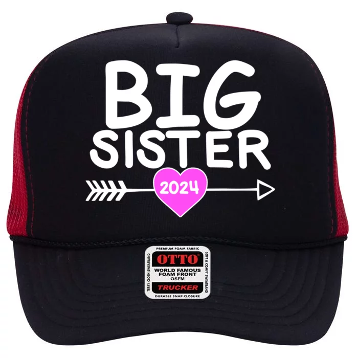 Cute Big Sister 2024 Heart Arrow High Crown Mesh Trucker Hat