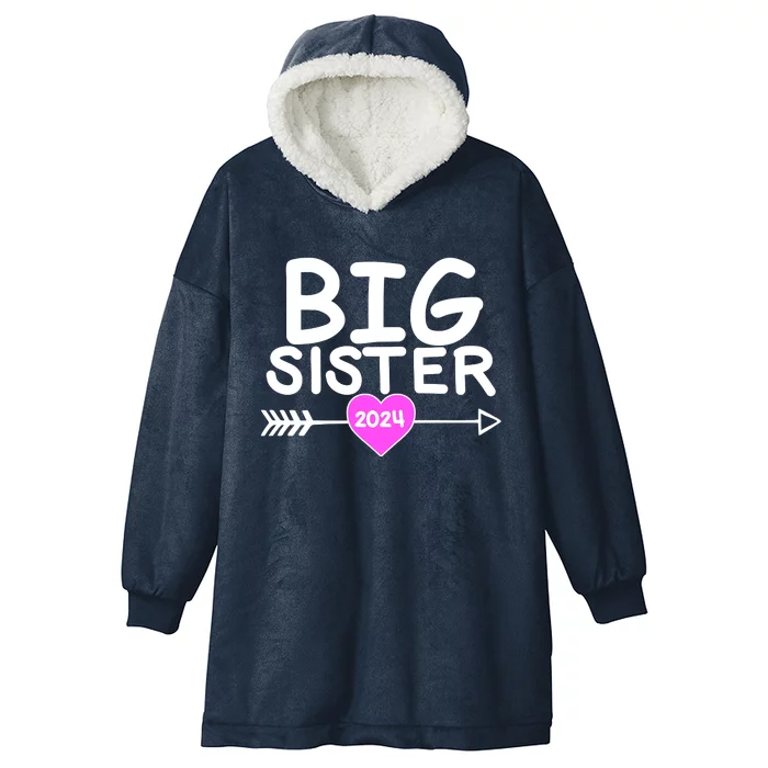 Cute Big Sister 2024 Heart Arrow Hooded Wearable Blanket