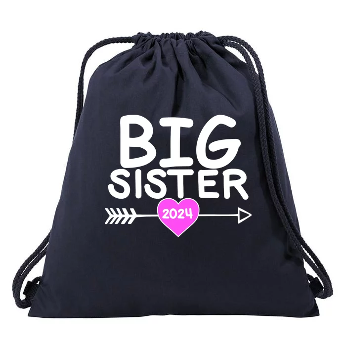 Cute Big Sister 2024 Heart Arrow Drawstring Bag