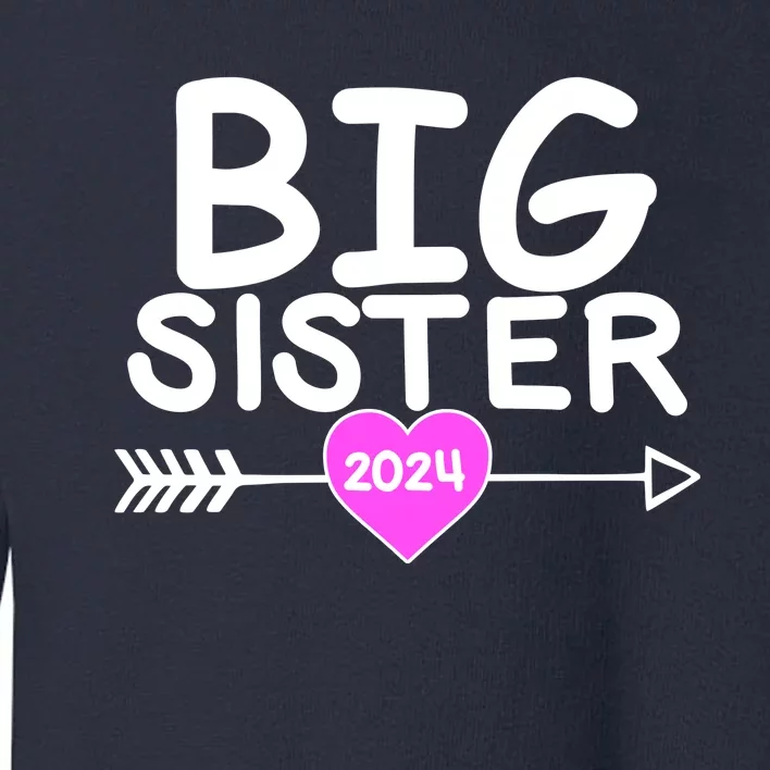 Cute Big Sister 2024 Heart Arrow Toddler Sweatshirt