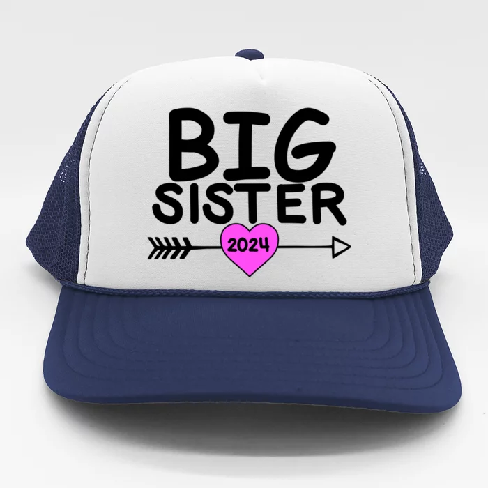 Cute Big Sister 2024 Heart Arrow Trucker Hat