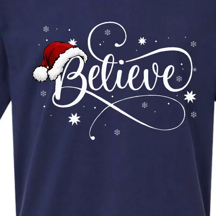 Christmas Believe Santa Claus Believe Christmas Sueded Cloud Jersey T-Shirt