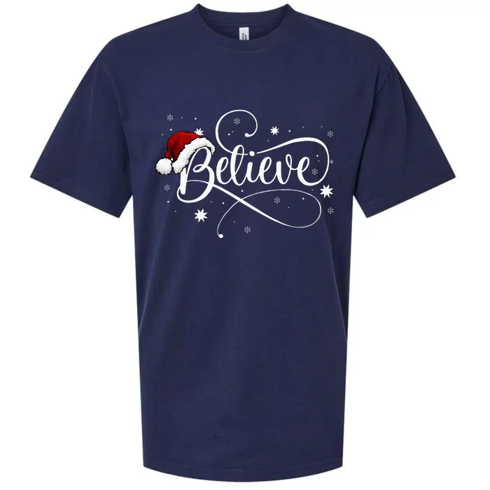 Christmas Believe Santa Claus Believe Christmas Sueded Cloud Jersey T-Shirt