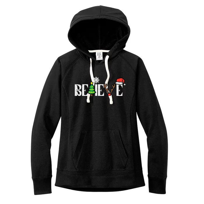 Christmas Believe Santa Xmas Boy Girl Women's Fleece Hoodie