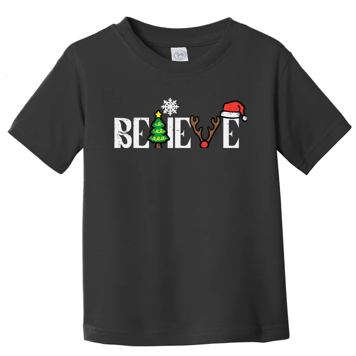 Christmas Believe Santa Xmas Boy Girl Toddler T-Shirt