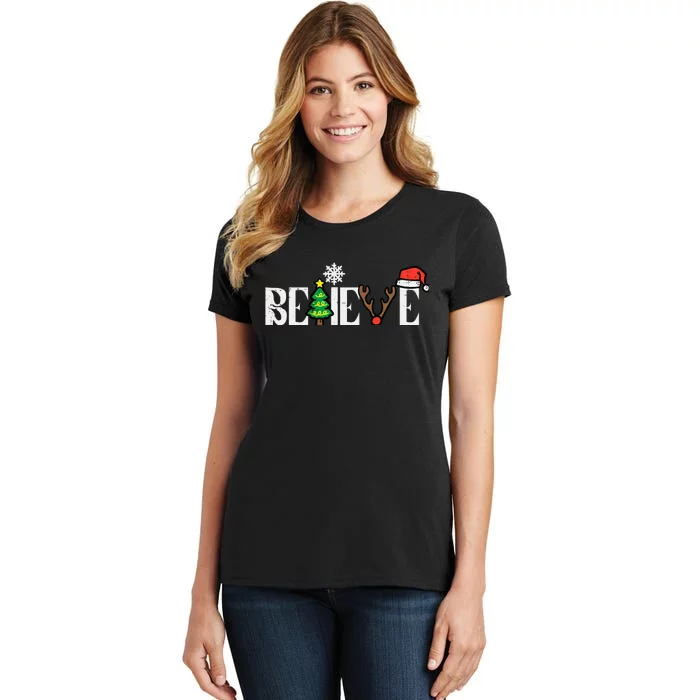 Christmas Believe Santa Xmas Boy Girl Women's T-Shirt