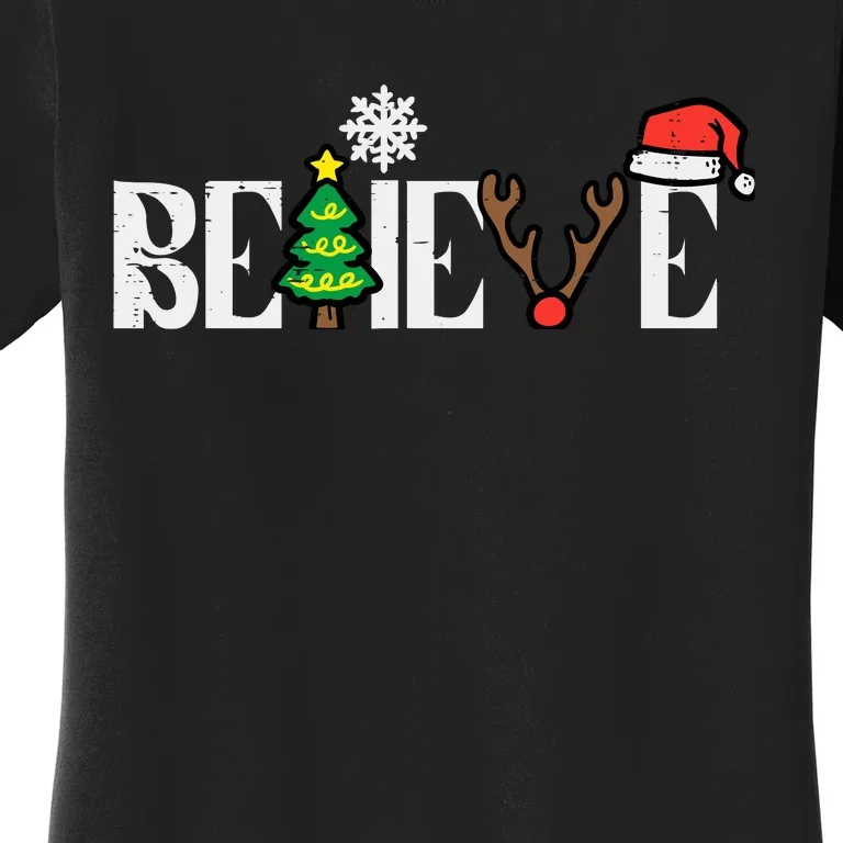 Christmas Believe Santa Xmas Boy Girl Women's T-Shirt