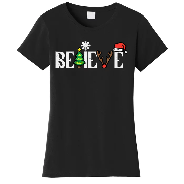 Christmas Believe Santa Xmas Boy Girl Women's T-Shirt