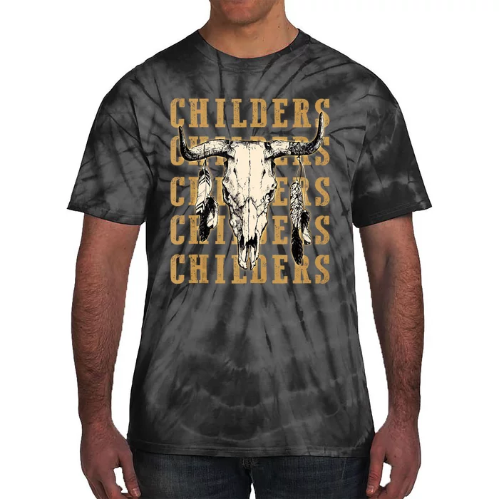 Childers Bull Skull Leopard Cow Skulls Bluegrass Music Tie-Dye T-Shirt