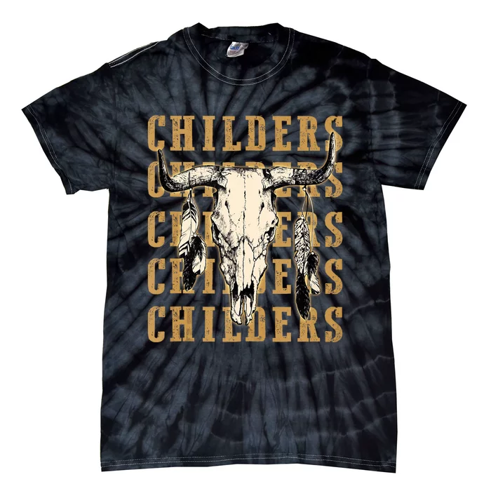 Childers Bull Skull Leopard Cow Skulls Bluegrass Music Tie-Dye T-Shirt