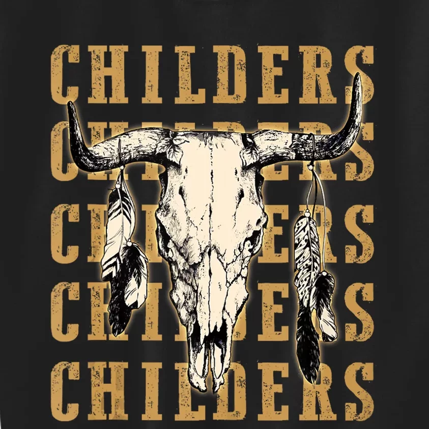 Childers Bull Skull Leopard Cow Skulls Bluegrass Music Kids Sweatshirt