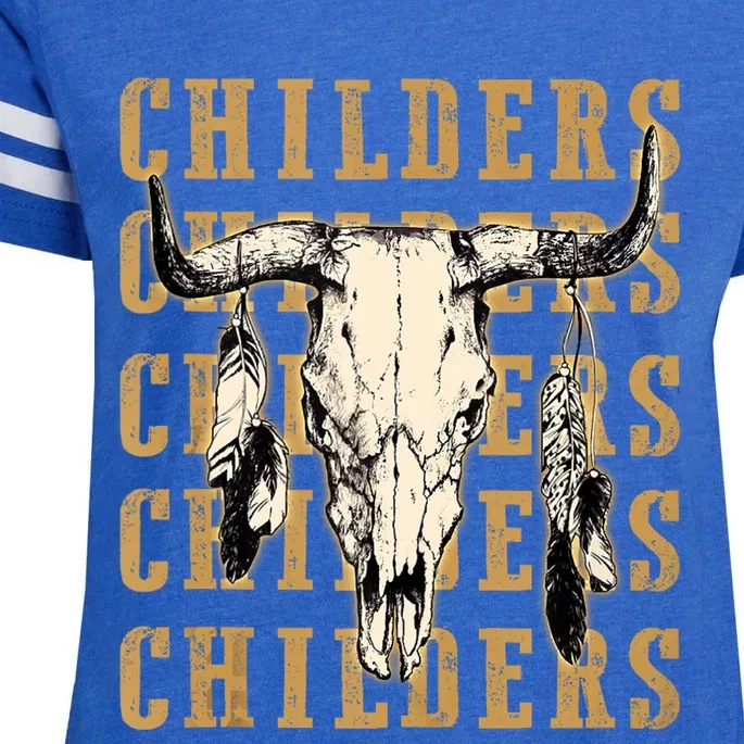 Childers Bull Skull Leopard Cow Skulls Bluegrass Music Enza Ladies Jersey Football T-Shirt