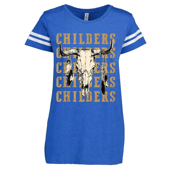 Childers Bull Skull Leopard Cow Skulls Bluegrass Music Enza Ladies Jersey Football T-Shirt