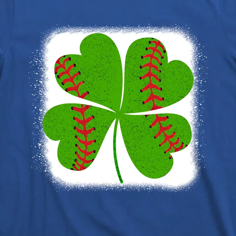 Cool Baseball St Patricks Day Catcher Shamrock Bleached Gift T-Shirt