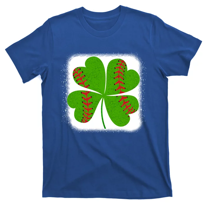 Cool Baseball St Patricks Day Catcher Shamrock Bleached Gift T-Shirt