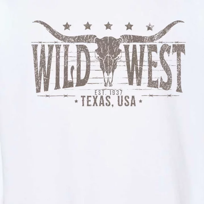 Cow Bull Skull Longhorn Skull Western Country Music Trip Garment-Dyed Sweatshirt