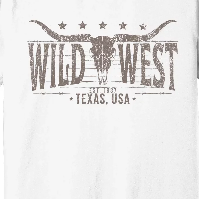 Cow Bull Skull Longhorn Skull Western Country Music Trip Premium T-Shirt