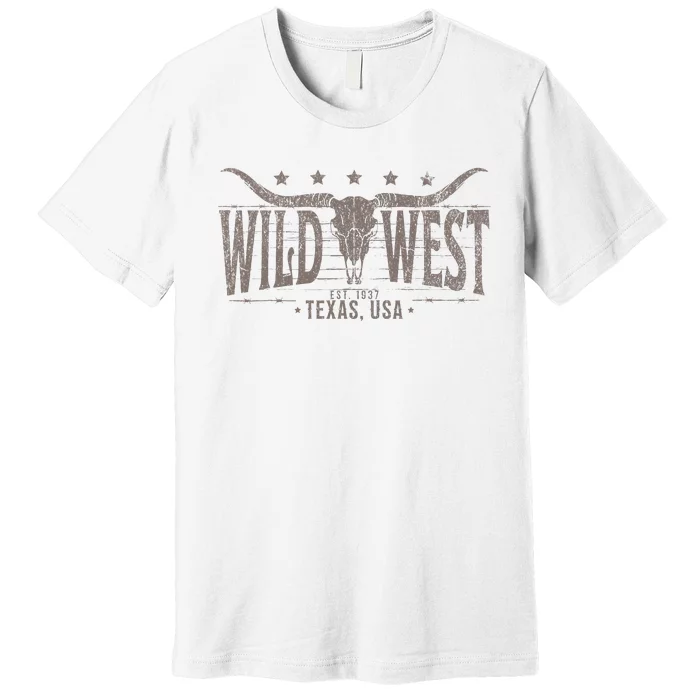 Cow Bull Skull Longhorn Skull Western Country Music Trip Premium T-Shirt