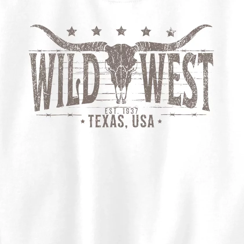 Cow Bull Skull Longhorn Skull Western Country Music Trip Kids Sweatshirt