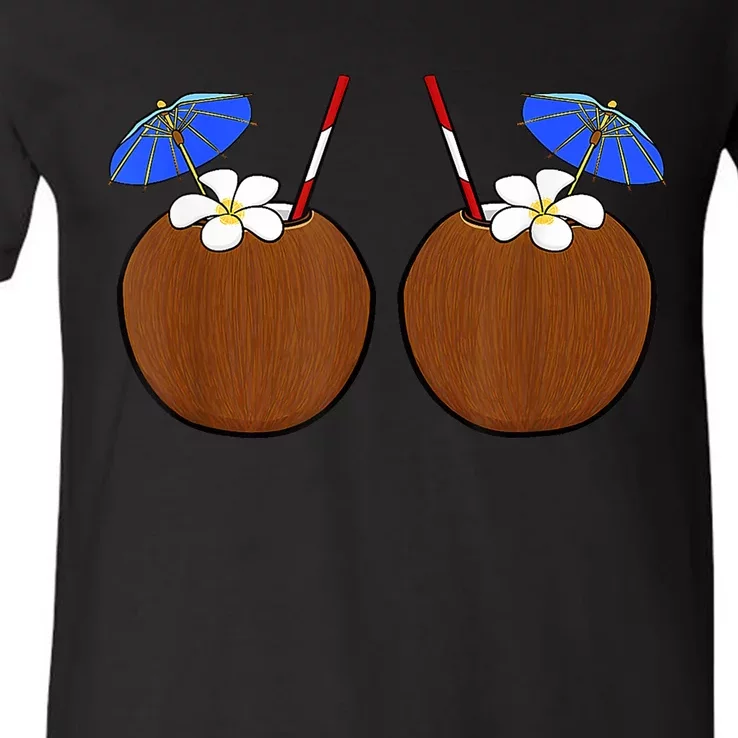 Coconut Bra Summer Season Swimming Beach Lover V-Neck T-Shirt