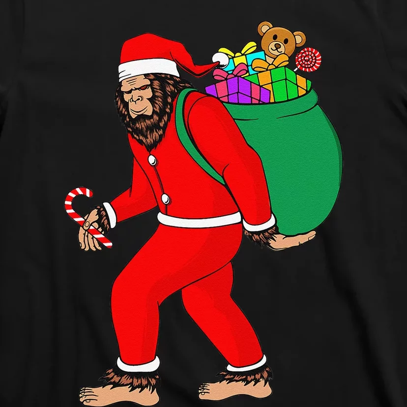 Christmas Bigfoot Santa Sacks Christmas Bag Sasquatch Xmas T-Shirt