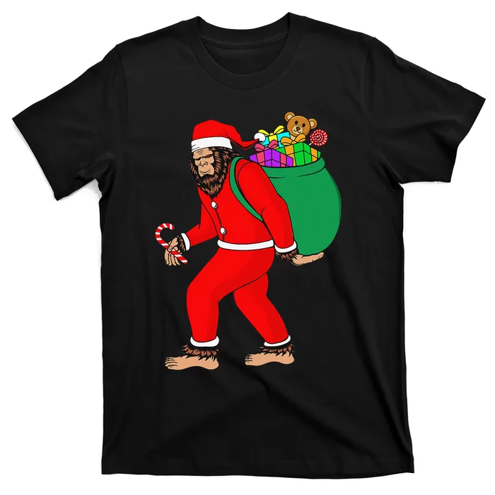 Christmas Bigfoot Santa Sacks Christmas Bag Sasquatch Xmas T-Shirt