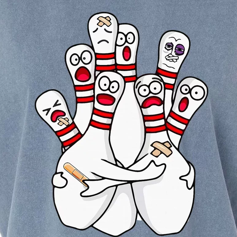 Cartoon Bowling Scared Bowling Pins Funny Sport Bowler Garment-Dyed Women's Muscle Tee