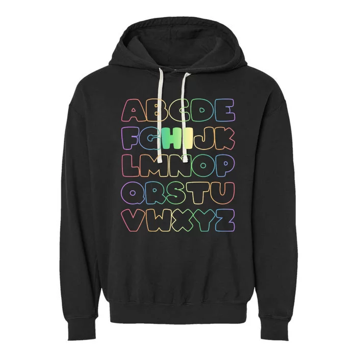 Cute Back To School Alphabet Hi New Kindergarteners Teachers Garment-Dyed Fleece Hoodie