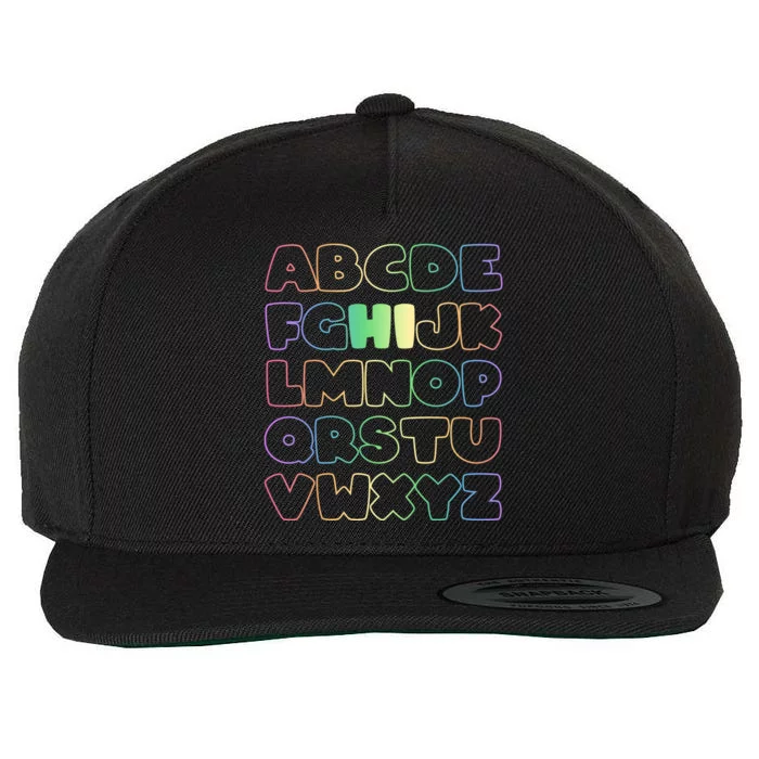 Cute Back To School Alphabet Hi New Kindergarteners Teachers Wool Snapback Cap