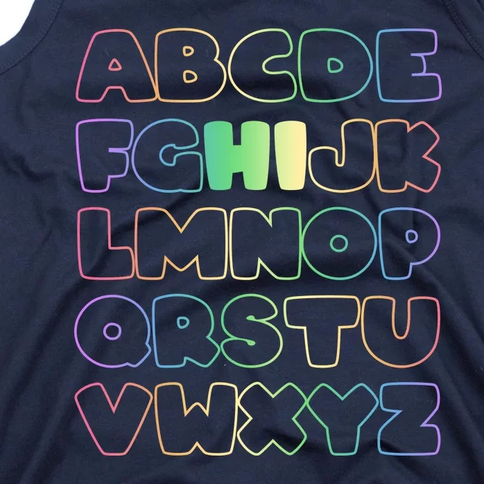 Cute Back To School Alphabet Hi New Kindergarteners Teachers Tank Top