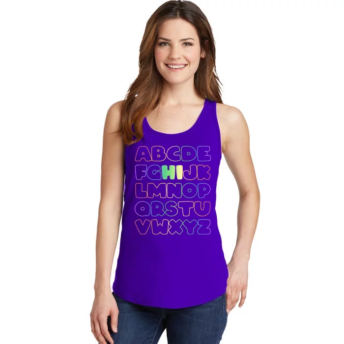 Cute Back To School Alphabet Hi New Kindergarteners Teachers Ladies Essential Tank