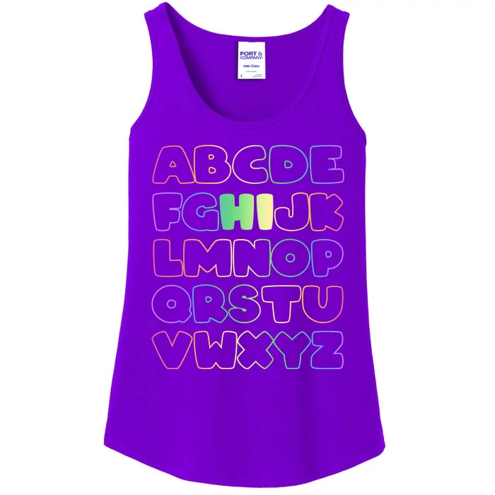 Cute Back To School Alphabet Hi New Kindergarteners Teachers Ladies Essential Tank