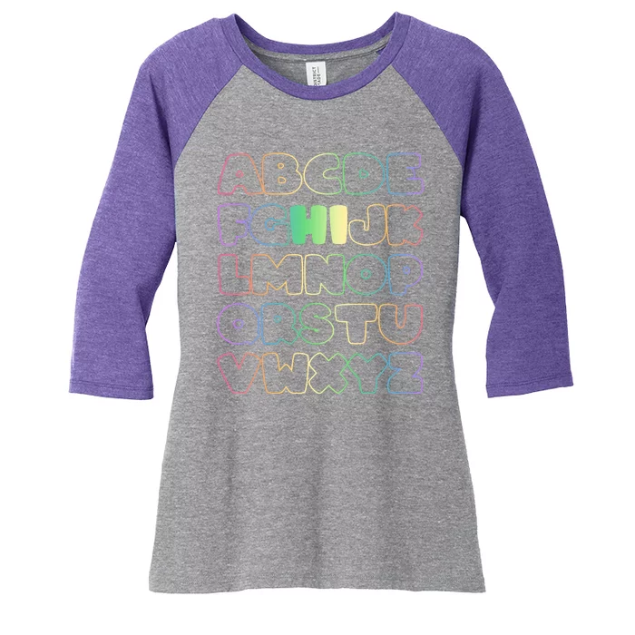 Cute Back To School Alphabet Hi New Kindergarteners Teachers Women's Tri-Blend 3/4-Sleeve Raglan Shirt