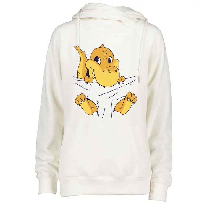 Carrying Baby T Rex Womens Funnel Neck Pullover Hood