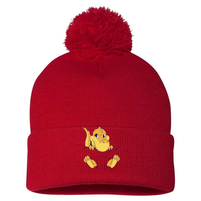 Carrying Baby T Rex Pom Pom 12in Knit Beanie